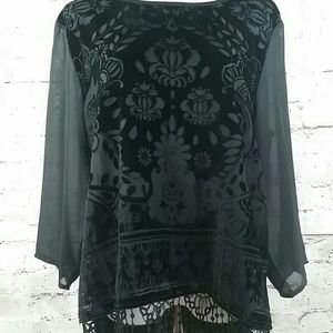 Chicos size 2 woman's velvet front top